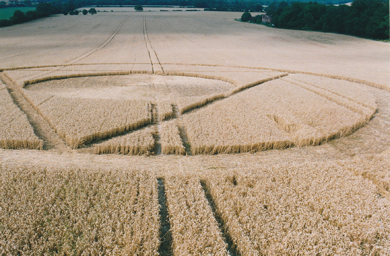 Hogs Back, Surrey crop circle, aerial photo 2