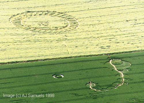 West Kennett Longbarrow (2), Wiltshire crop circle, aerial photo 2