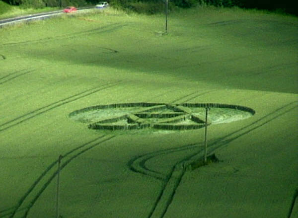 Penny Quick Hill, Somerset crop circle, aerial photo 2