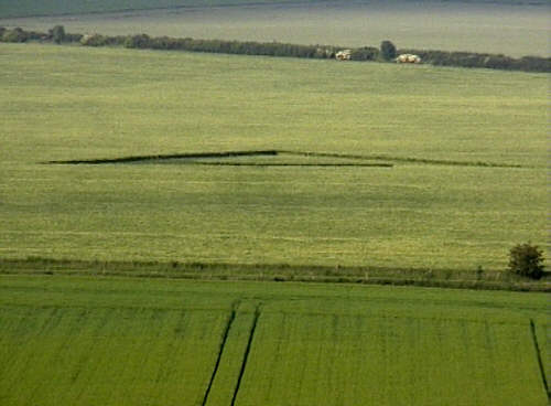 Danebury Castle, Hampshire crop circle, aerial photo 2