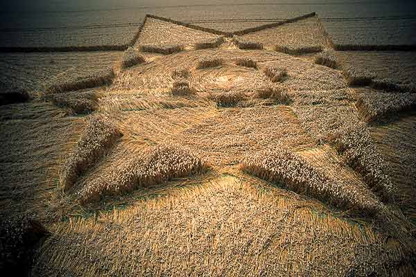 West Overton T-Junction, Wiltshire crop circle, aerial photo 2