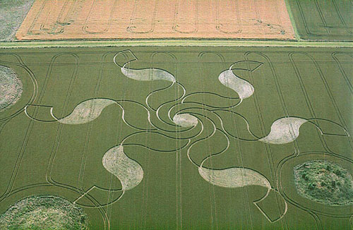 Normanton Down long barrows, Wiltshire crop circle, aerial photo 2