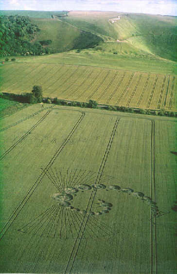 Uffington White Horse, Oxfordshire crop circle, aerial photo 2