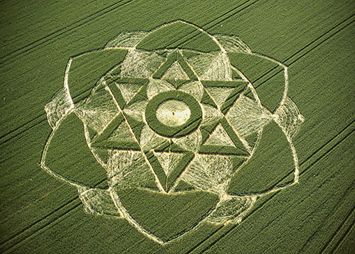 Milk Hill, Wiltshire crop circle, aerial photo 2