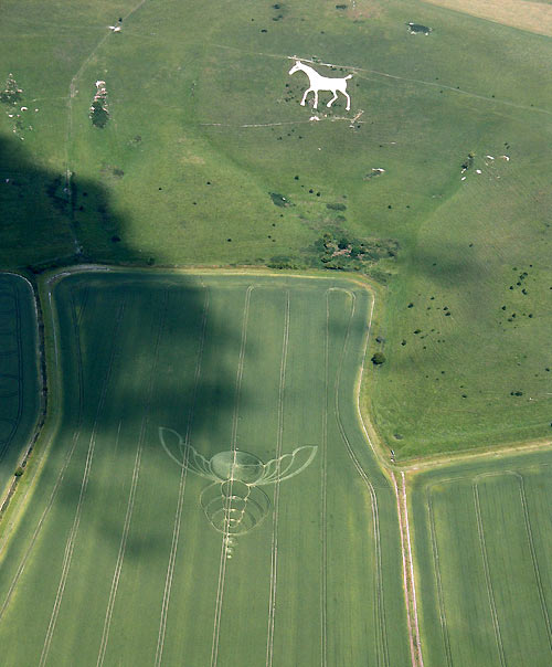 Milk Hill, Wiltshire crop circle, aerial photo 2