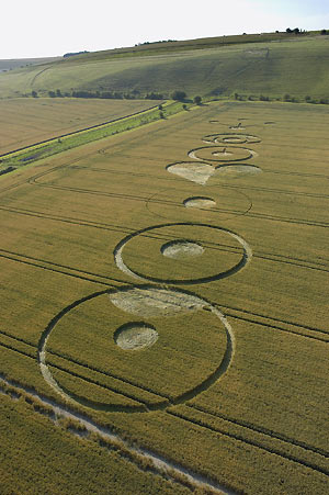 Pewsey White Horse (3), Wiltshire crop circle, aerial photo 3
