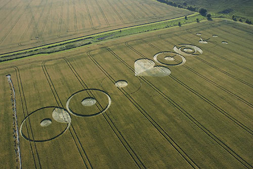 Pewsey White Horse (3), Wiltshire crop circle, aerial photo 2