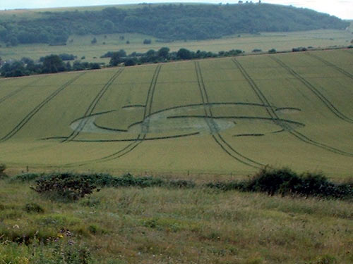 Steep Down, West Sussex crop circle, aerial photo 4