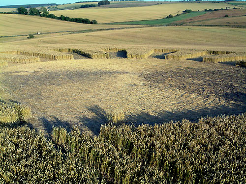 West Kennett Longbarrow, Wiltshire crop circle, aerial photo 6