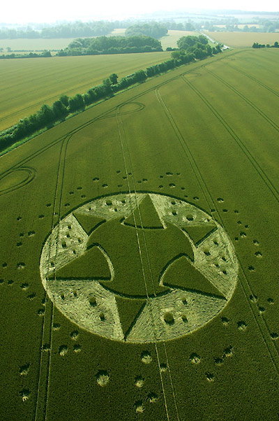 Crop Circle atLane End Down, Hampshire crop circle, aerial photo 3