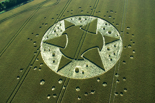 Crop Circle atLane End Down, Hampshire crop circle, aerial photo 4