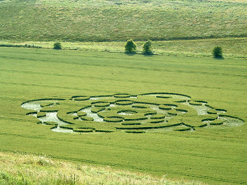 Lurkley Hill, Wiltshire crop circle, aerial photo 9