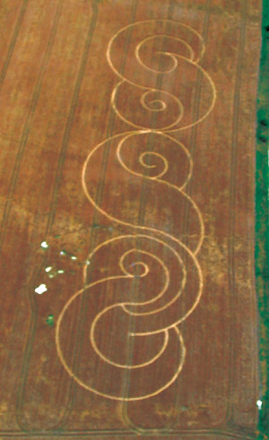 Avebury Stone Avenue, Wiltshire crop circle, aerial photo 3
