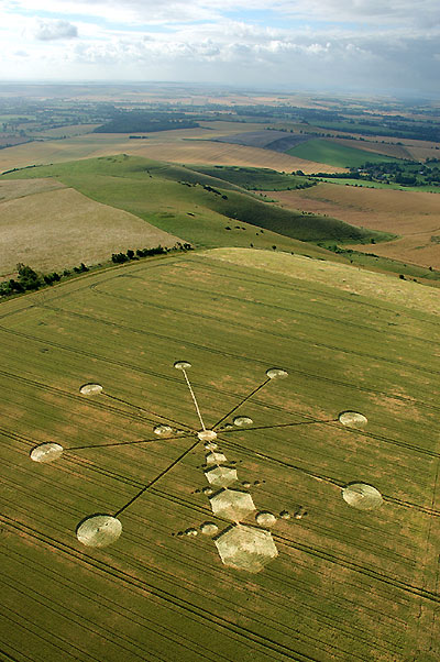 Milk Hill (3), Wiltshire crop circle, aerial photo 4