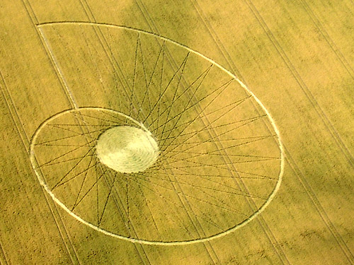Crop Circle atBarbury Castle, Wiltshire crop circle, aerial photo 2