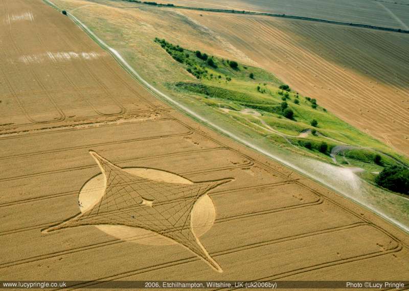 Etchilhampton Hill, Wiltshire crop circle, aerial photo 2