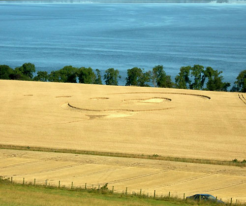 Wester Flisk Farm, Scotland crop circle, aerial photo 5