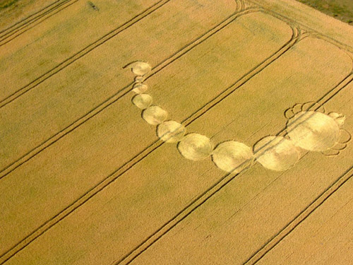 Crop Circle at Wouldham, Kent crop circle, aerial photo 2