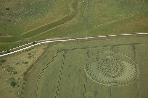 Uffington Castle, Oxfordshire crop circle, aerial photo 7