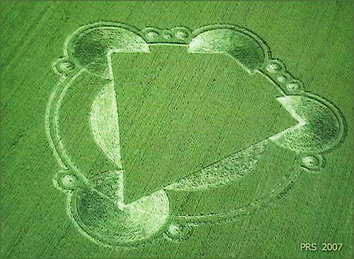 White Horse Milk Hill, Wiltshire crop circle, aerial photo 12