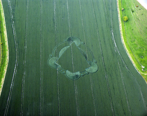 White Horse Milk Hill, Wiltshire crop circle, aerial photo 9