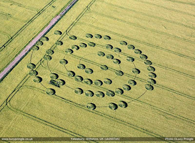 Yatesbury Field (1), Wiltshire crop circle, aerial photo 2
