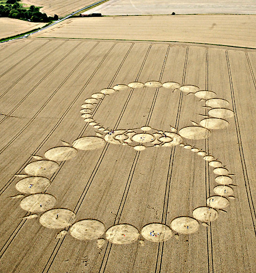 Below Milk Hill, Wiltshire crop circle, aerial photo 16
