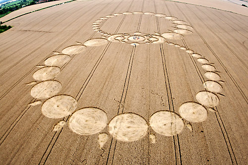 Below Milk Hill, Wiltshire crop circle, aerial photo 23