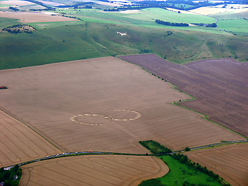 Below Milk Hill, Wiltshire crop circle, aerial photo 6