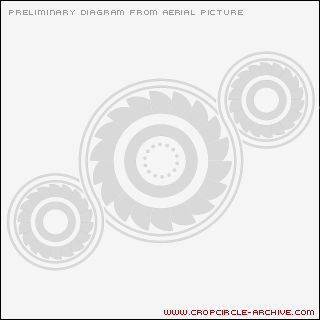 Watchfield Wind Farm, Oxfordshire crop circle, aerial photo 21