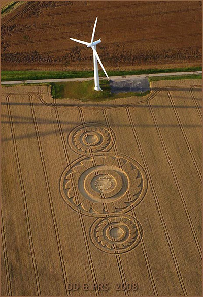Watchfield Wind Farm, Oxfordshire crop circle, aerial photo 12