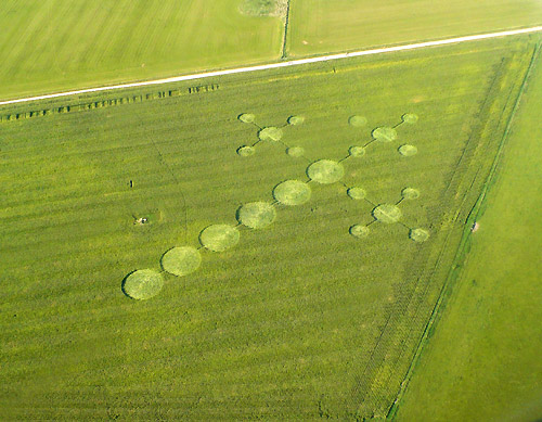 Avebury Down, Wiltshire crop circle, aerial photo 6