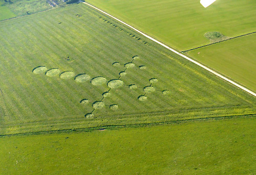 Avebury Down, Wiltshire crop circle, aerial photo 8