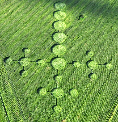 Avebury Down, Wiltshire crop circle, aerial photo 3
