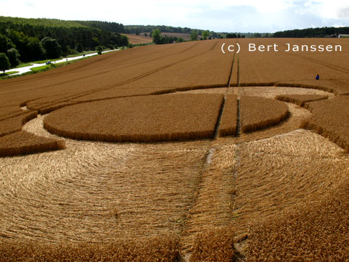 Hens Wood, Wiltshire crop circle, aerial photo 13