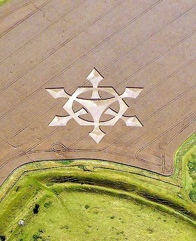 Liddington Castle, Wiltshire crop circle, aerial photo 2