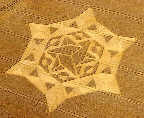 Oliver’s Castle, Wiltshire crop circle, aerial photo 7