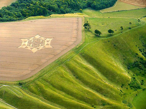 Oliver’s Castle, Wiltshire crop circle, aerial photo 8