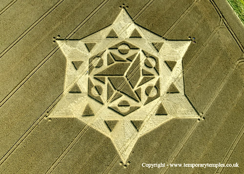 Oliver’s Castle, Wiltshire crop circle, aerial photo 5