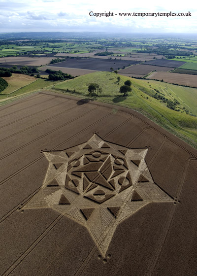Oliver’s Castle, Wiltshire crop circle, aerial photo 6