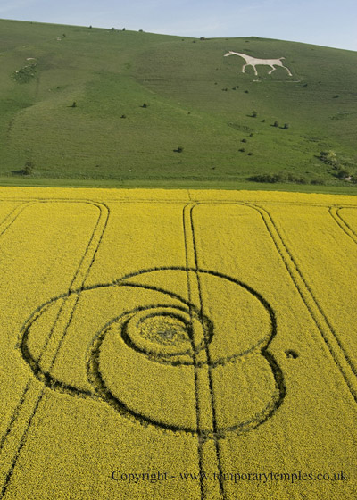 Below the White Horse, Wiltshire crop circle, aerial photo 6
