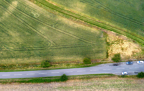 Chesterton Windmill, Warwickshire crop circle, aerial photo 7