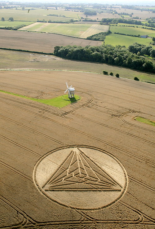 Chesterton Windmill, Warwickshire crop circle, aerial photo 12