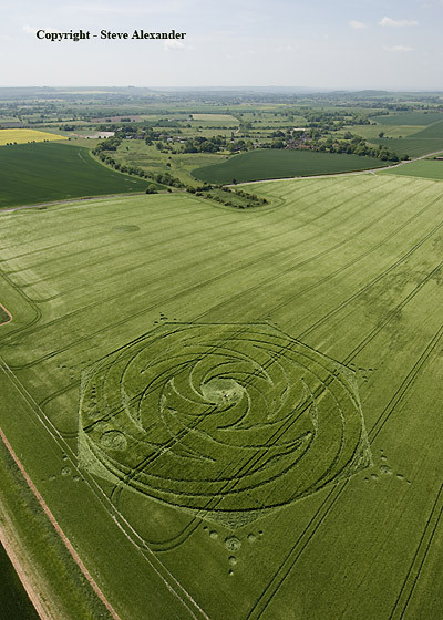 Below Milk Hill, Wiltshire crop circle, aerial photo 6