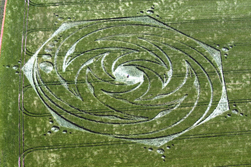 Below Milk Hill, Wiltshire crop circle, aerial photo 8