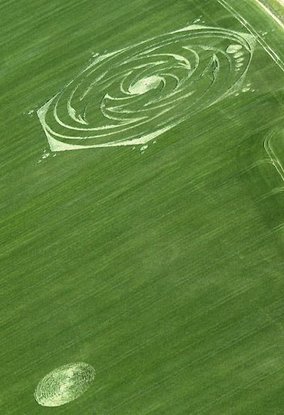 Below Milk Hill, Wiltshire crop circle, aerial photo 9