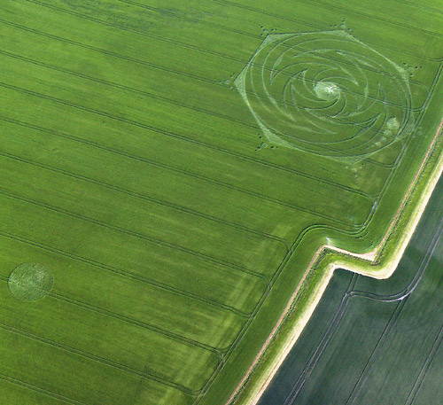 Below Milk Hill, Wiltshire crop circle, aerial photo 4