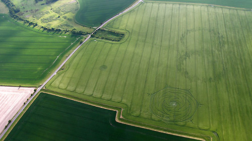 Below Milk Hill, Wiltshire crop circle, aerial photo 2