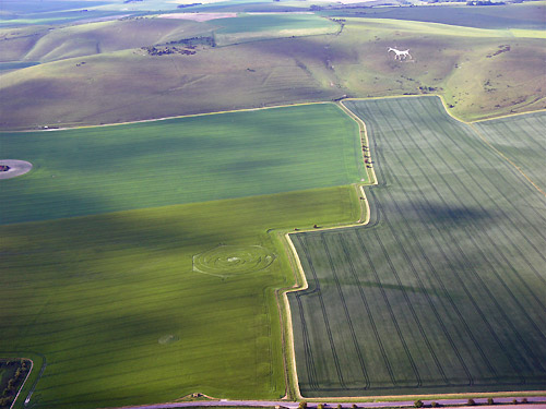 Below Milk Hill, Wiltshire crop circle, aerial photo 3