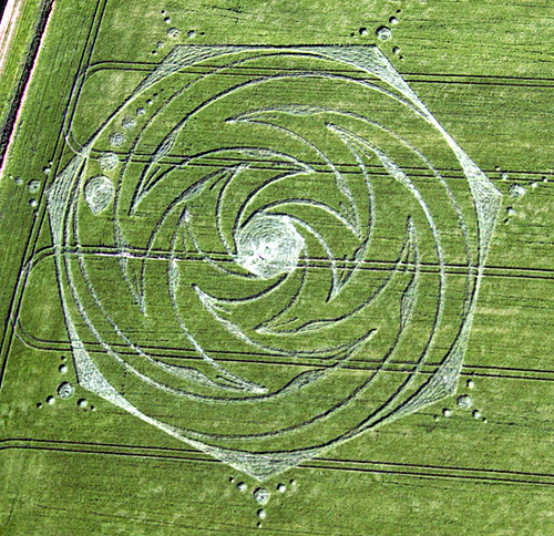 Below Milk Hill, Wiltshire crop circle, aerial photo 5